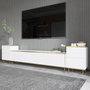 Hanah Home Mueble de TV 180 cm Blanco y Dorado con Armarios y Estantes